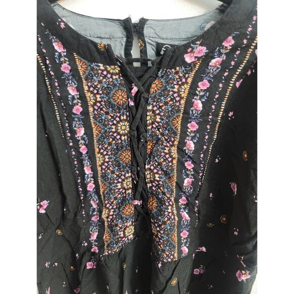 Art Class Girls Boho Black Floral  Shirt Size Youth Large 10/12 - Picture 2 of 4